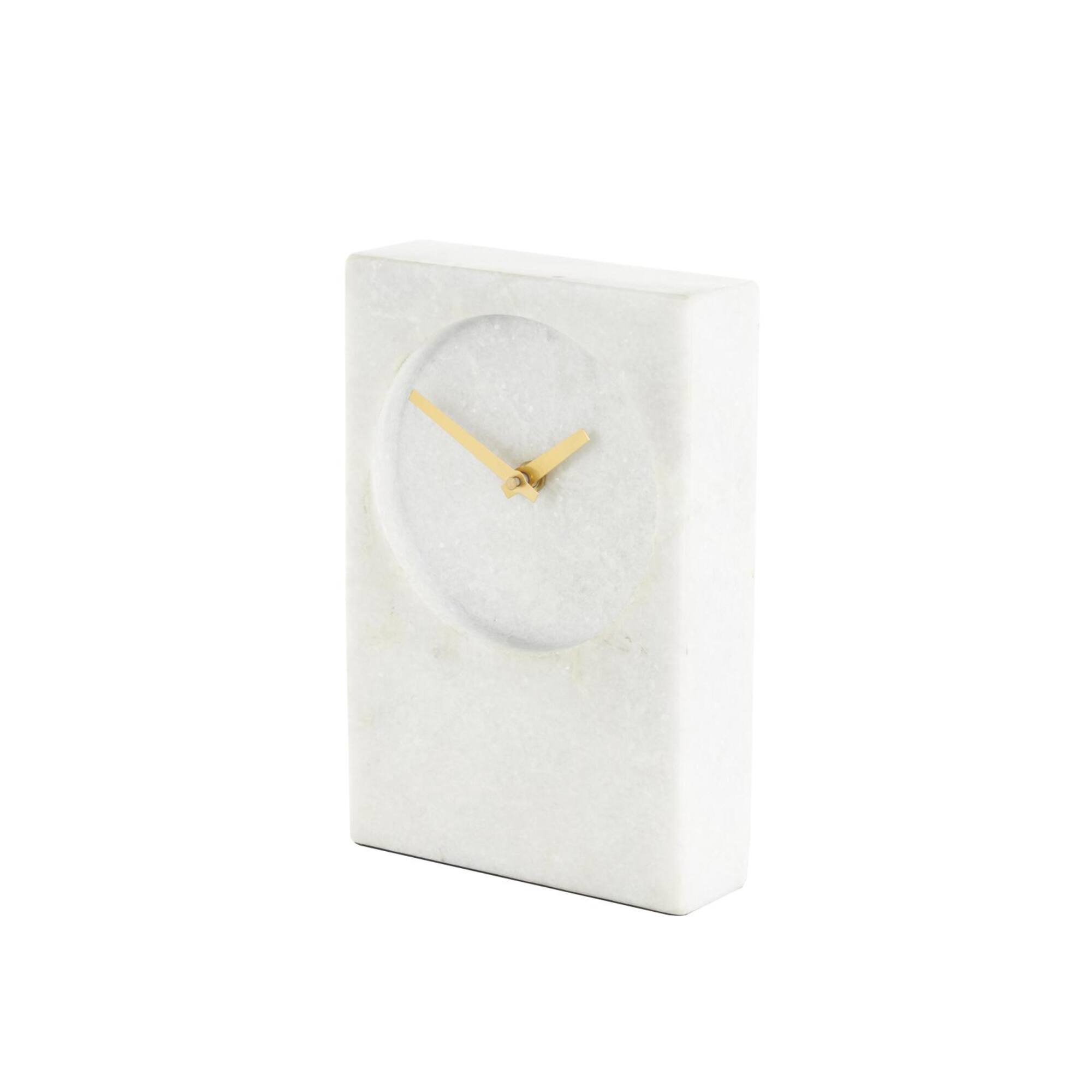 9" White Marble Rectangular Clock